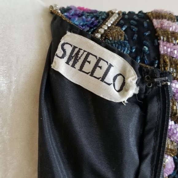 VTG 80s Sweelo Sequin + Bead Tassel Dress - Picture 6 of 8